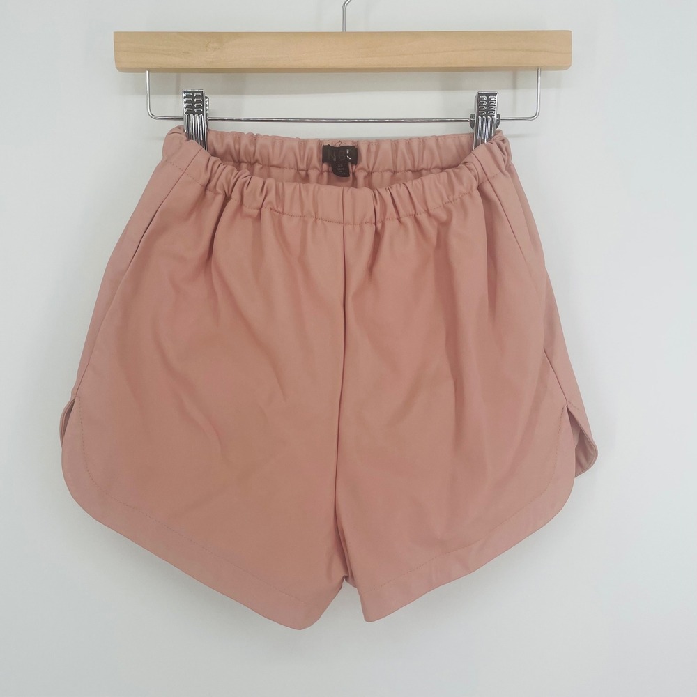 NBD Faux Leather Shorts Blush Pink Elastic Waist Dolphin‎ Hem XS Womens